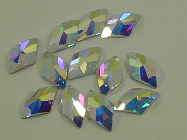 6 Pcs 10x6mm RHOMBUS CRYSTAL AB FLATBACK European Rhinestones